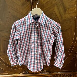 Kids Boys Brooks Brothers plaid button down shirt size XS holiday shirt